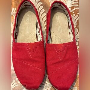 TOMS Bold Red Canvas Slip-Ons